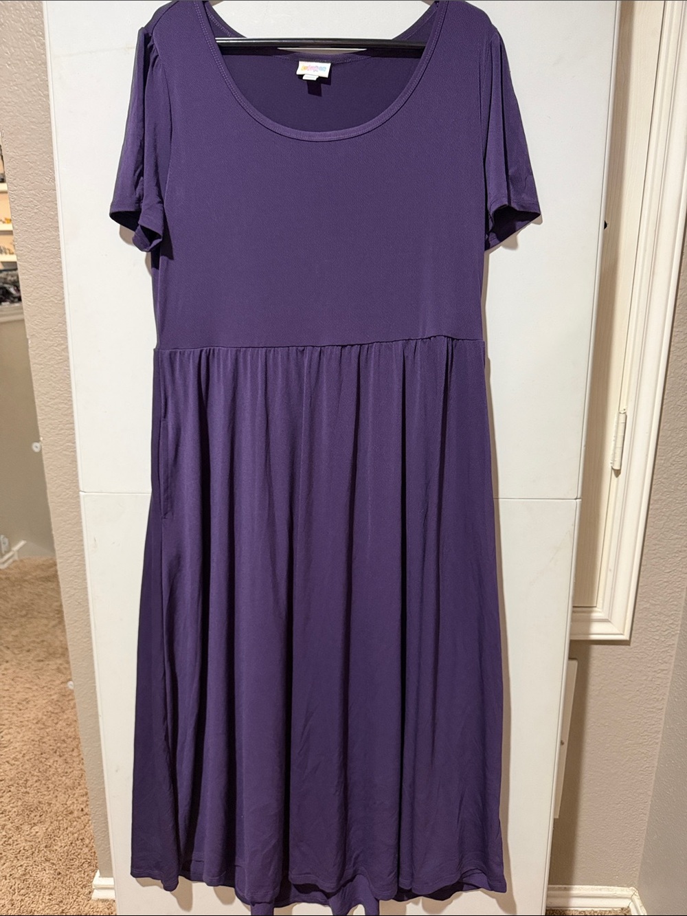 LuLaRoe Riley Purple Short Sleeve Maxi Dress